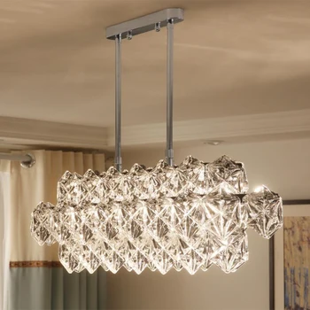 

jmmxiuz Simple modern restaurant chandelier creative glass long lamp European living room atmosphere lamp bedroom lamp