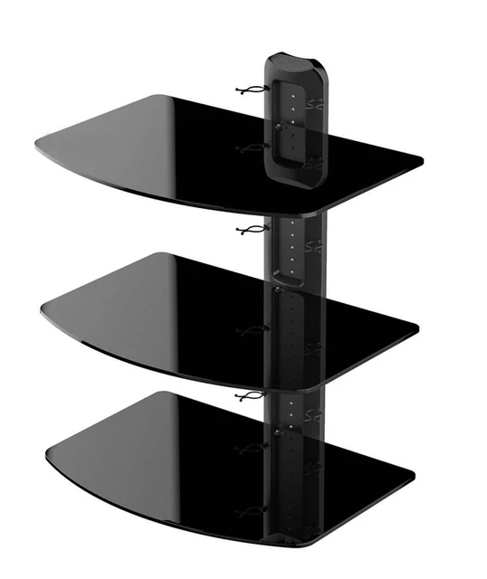 3 Tier Wall TV Component AV Glass Stand Shelf Mount DVD Receiver Rack