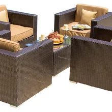 Новое поступление открытый поли ротанг 5 шт. садовая мебель софа комплект