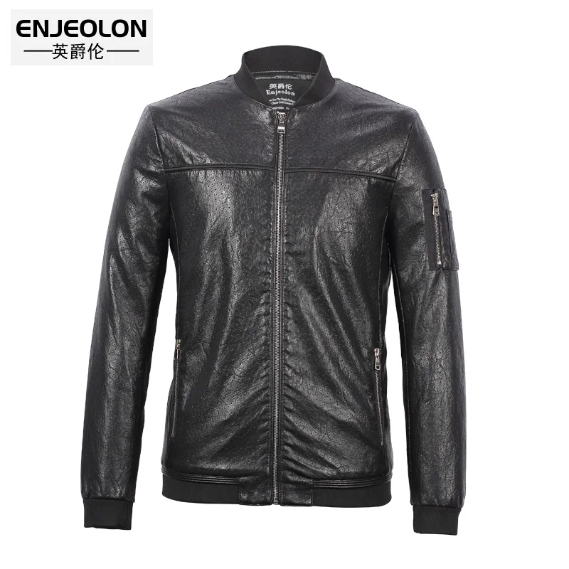 Enjeolon бренд pu кожаная куртка мужская мода 2019 черный пиджак здорово муж|mens leather jackets