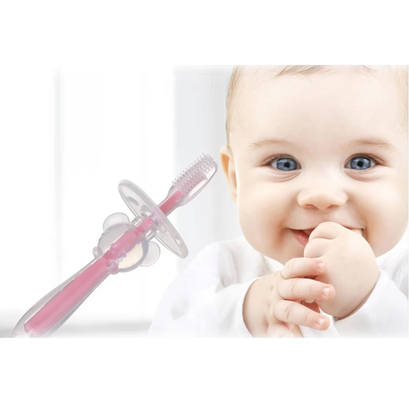 

Y&W&F 4 Colors Silicone Kids Teeth Training Toothbrush Convenient Newborn Baby Infants Dental Teething Reasonable Design Brush