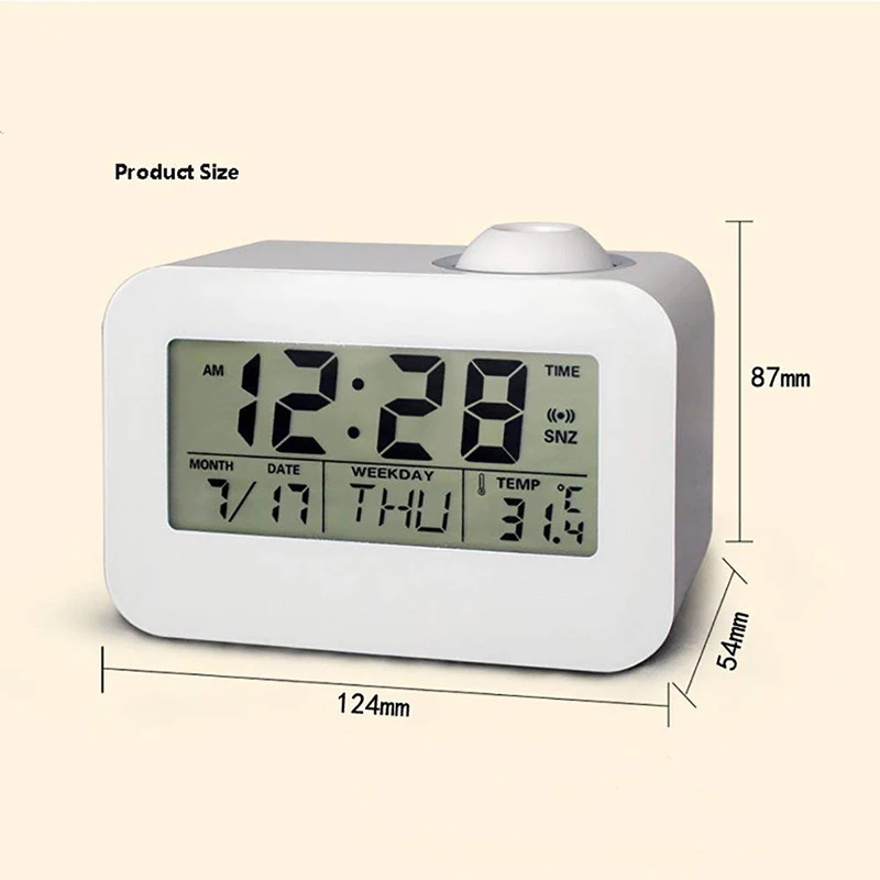 Projection Alarm Clock Multi function Digital LCD Voice Talking LED ...