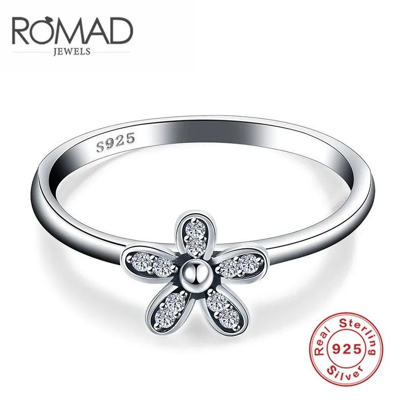 ROXI ROMAD Brand 925 Sterling Sliver Rings For Women Crystal Flower Finger Ring Luxury Wedding Bridal Engagement Jewelry Gift | Украшения и