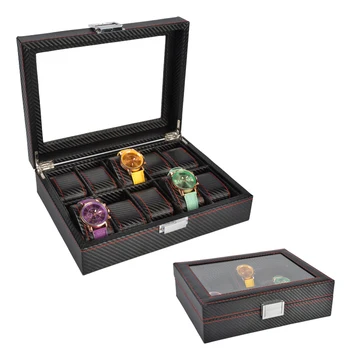 

2019 New 10 Grids Carbon Fiber Watch Case Box Casing for Hours Sheath for Hours Box for hours Watch