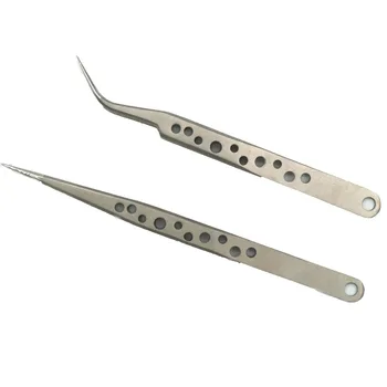 

2Pcs Electronic Tweezers Set Stainless Steel Precision Straight Curved Tweezers for Mobile Phone Repair Tools Kit