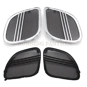 

Black /Chrome Motorcycle Tri-Line Speaker Grills Cover Trim Mesh For Harley Touring Road Glide FLTRX 2015-2018