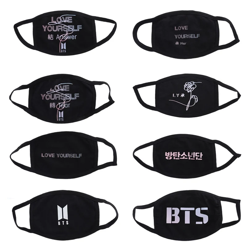 

Kpop BTS Fans Face Mouth Mask Unisex Muffle Respirator Cotton Letters Print Soft