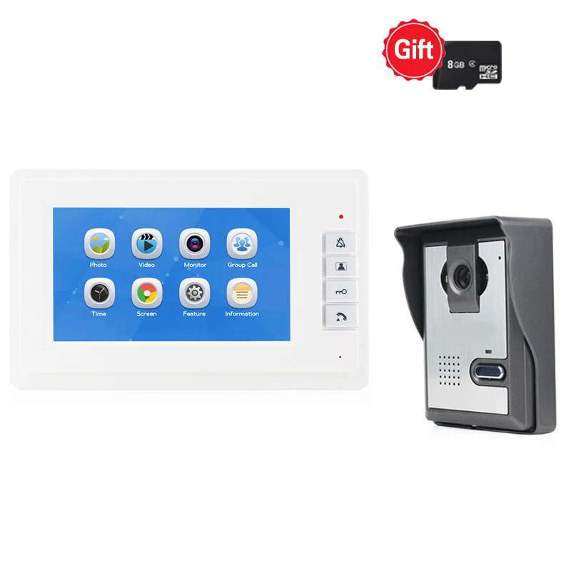 

JEX Wired 7`` LCD Video intercom Doorbell Recording Door phone system HD Infrared Night Camera Easy Install FREE SHIPPING