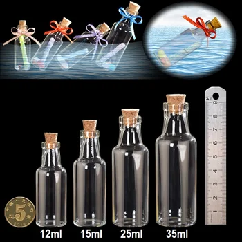 

100 X Clear Glass Drift Bottles Assorted Measure Cork Wish Message Bottle Wholesale