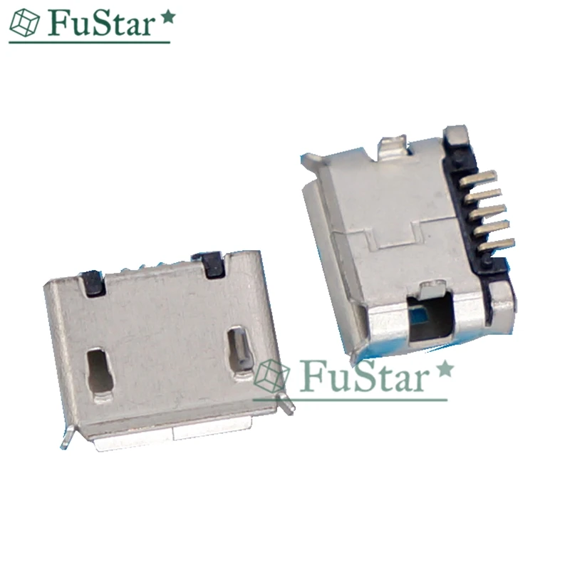 

20pcs/lot 5 Pin SMT Socket Connector Micro USB Type B Female Placement SMD DIP Socket Connector DIP2 Edge Curling Solder Joint