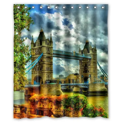 

Ms Right Premium Tower Bridge London City Famous Building Mildew Bathroom Decor Polyester Fabric Waterproof Shower Curtain