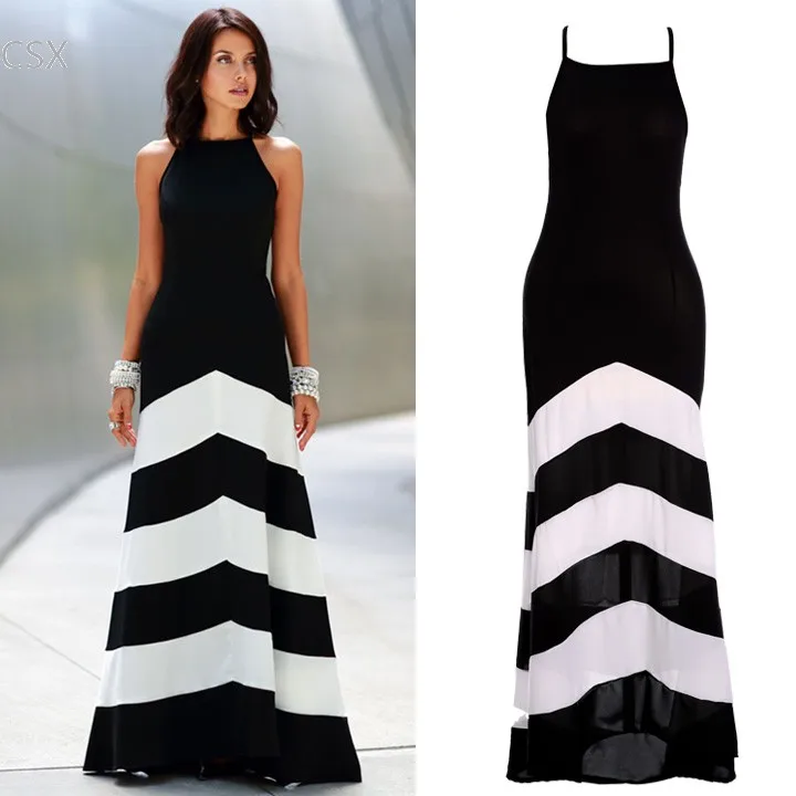 

Fashion 2019 Vestidos Women Summer Chiffon Long Dress Lady Elegant Off-shoulder Backless Bandage Stripe Long Party Full Dresses