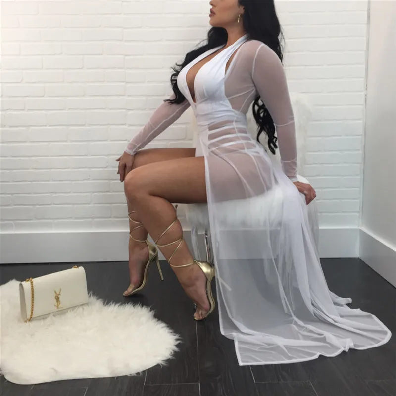 Черное/Белое Кружевное бикини Пляжное платье в пол накидка Пляжная туника