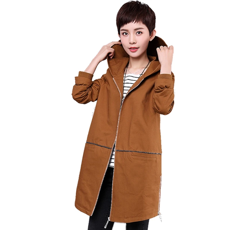 New spring Women Trench Coat loose Fashion Plus Size 4xl Medium long