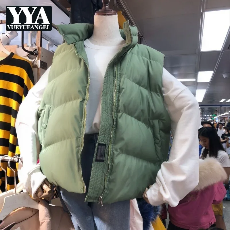 

New Fashion Jacket Vests Female Parkas Bodywarmer Women Thick Vest Coat Warm Short Mandarin Collar Waistcoat Puffer Vest Ladies