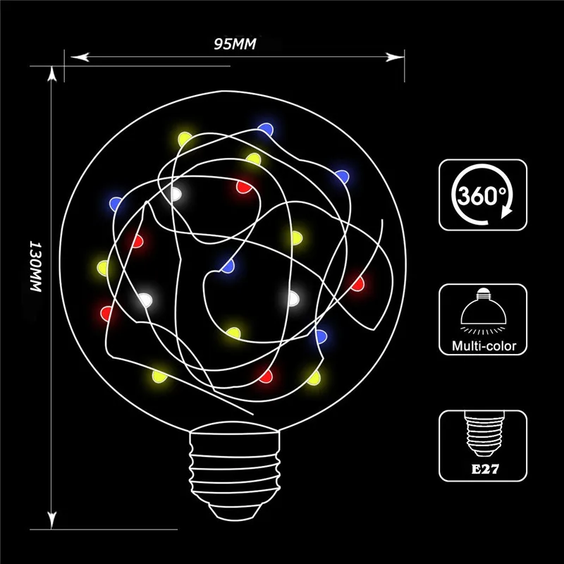 Винтажный светодиодный светильник E27, 220 В, 110 В, светодиодный, многоцветная, Сказочная лампа для рождества, свадьбы, вечеринки, украшения дома, новинка