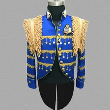 Европейские и американские модные мужские сценические костюмы для ночного клуба Размещенный диджейский костюм волшебник индивидуальный тренд смокинг