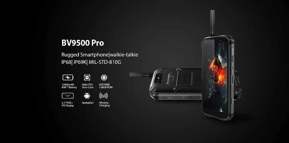 Blackview BV9500 Pro, 5,7 дюймов, Android 8,1, 6 ГБ+ 128 ГБ, Беспроводная зарядка, две sim-карты, смартфон, четыре ядра, 16 Мп, 13 МП, LTE, 4G, мобильный телефон