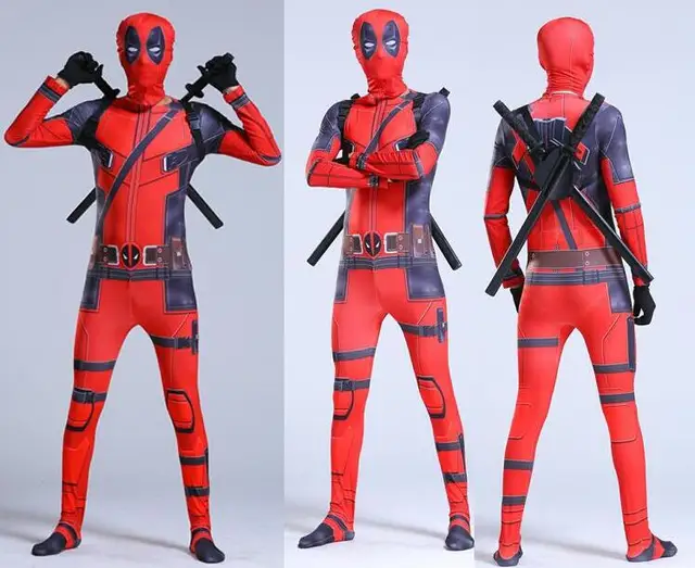 Buy Best Deadpool Cosplay Costume Jumpsuit For Kids With Swords Gloves