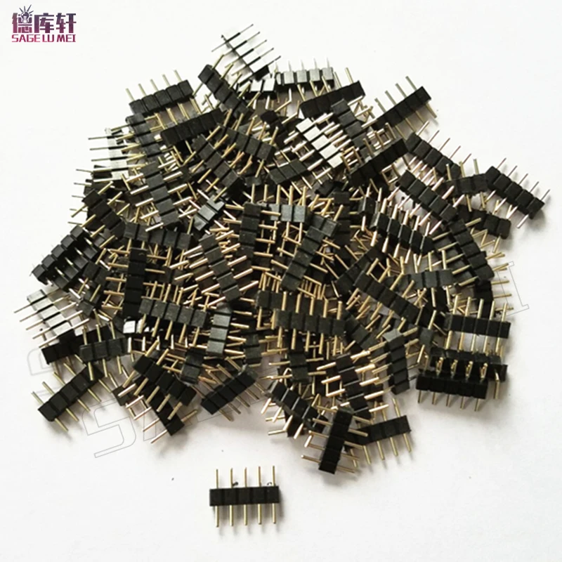 100 шт/партия 4Pin 5pin игольчатый соединитель штекер Адаптер без сварки solderlFor RGB 5050 Светодиодные полосы световая лента подключения