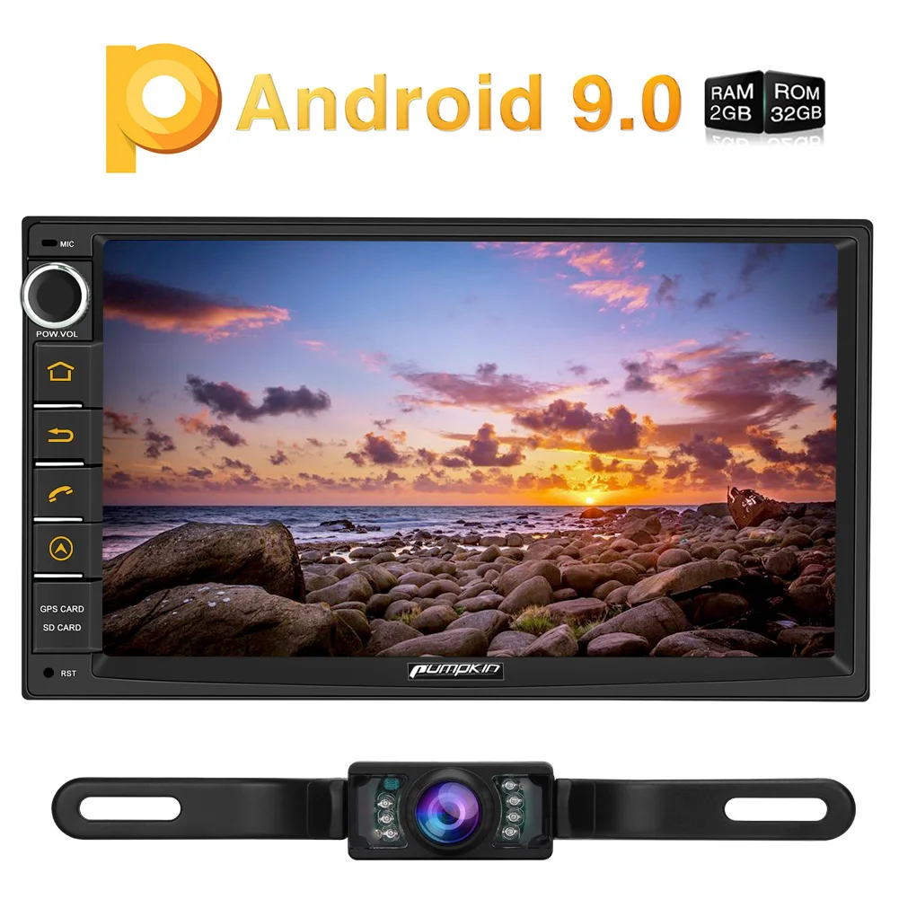 Excellent Pumpkin Universal Android 9.0 GPS 2 Din 7"Car Radio Audio Player NO DVD Quad Core RAM 2G ROM 32G Car DVD GPS Navigation Wifi DAB 0