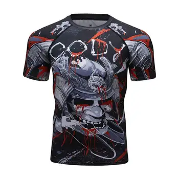 

Compressed shirt shark 3D printing short-sleeved T-shirt fitness tight-fitting men BJJ bodybuilding casual clothing brand clothi