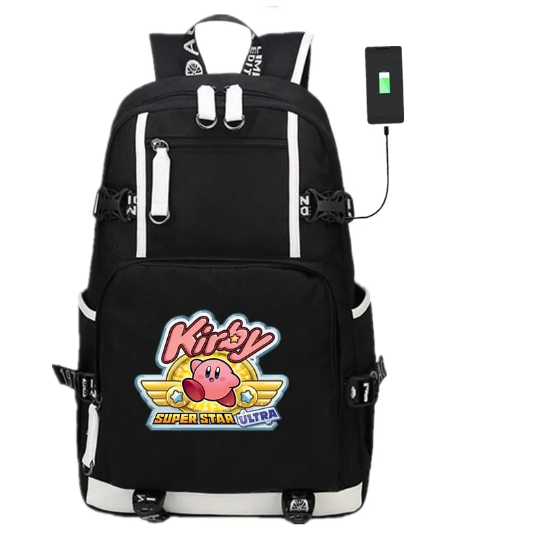 

Hot Anime Game Kirby USB Backpack Cosplay Sonic The Hedgehog Teens Laptop Shoulder Travel Bag Student School Bags Bookbag Gift