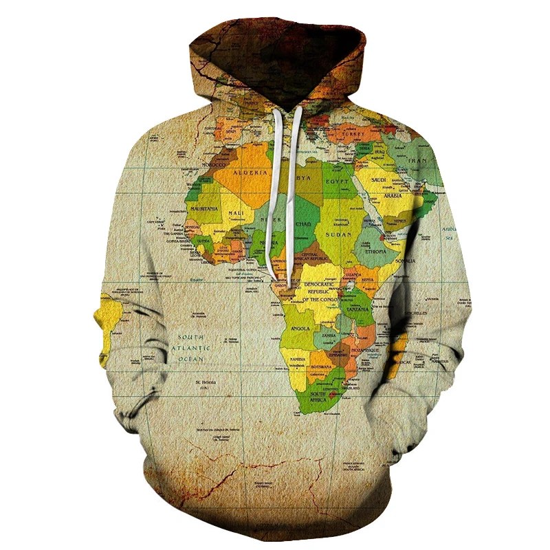 

2019 new summer fashion map hoodie 3D map men's hoodie set s-6xl