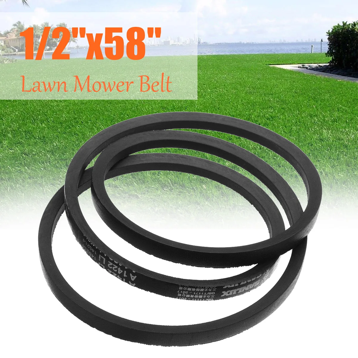 

13mm 1/2" x 58" Lawn Mower Belt Band Timeproof Rubber Tapes for Yard Machine Lawn Mower K Type Vee V Type Belt Black