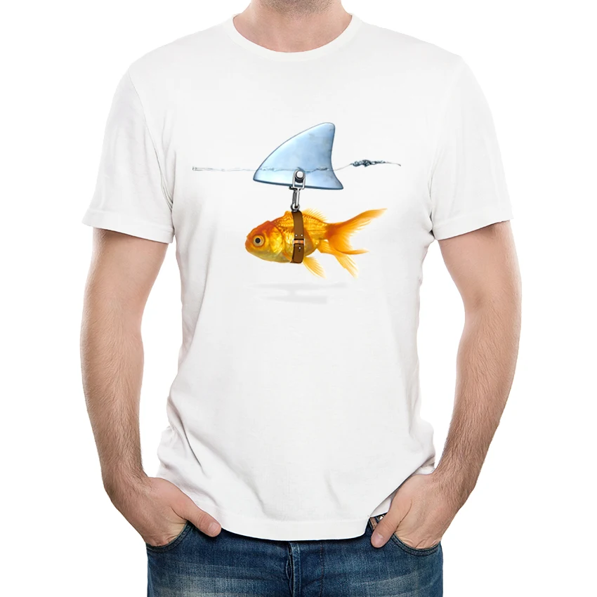 

Funny Retro Creative Gold fish T-Shirt Men's Cool Animal Printed T Shirt Summer Novelty Male Short Sleeve Basic Tops Tee lc2919