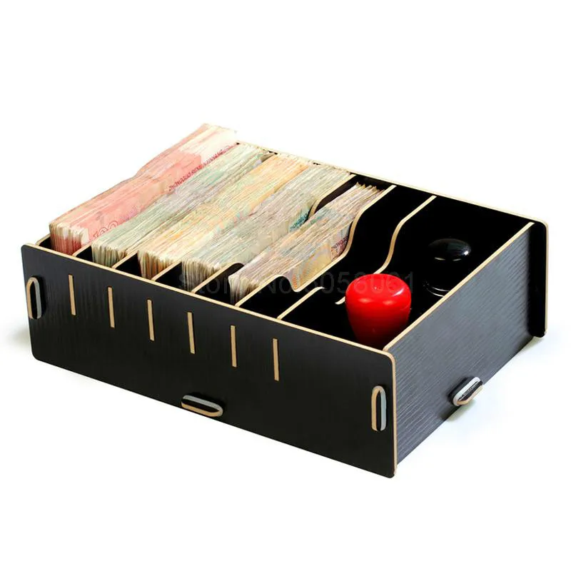 

Desktop change storage box banknotes cashier drawers sorting money box change finance coin storage box