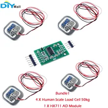 RCmall Human Scale Load Cell Weight Weighting Sensor 50KG Half-bridge/Amplifier HX711 AD Module Strain Gauge Bathroom Scale full bridge strain gauge sensor 350ohm pressure bending steel bar bending magnification detection module