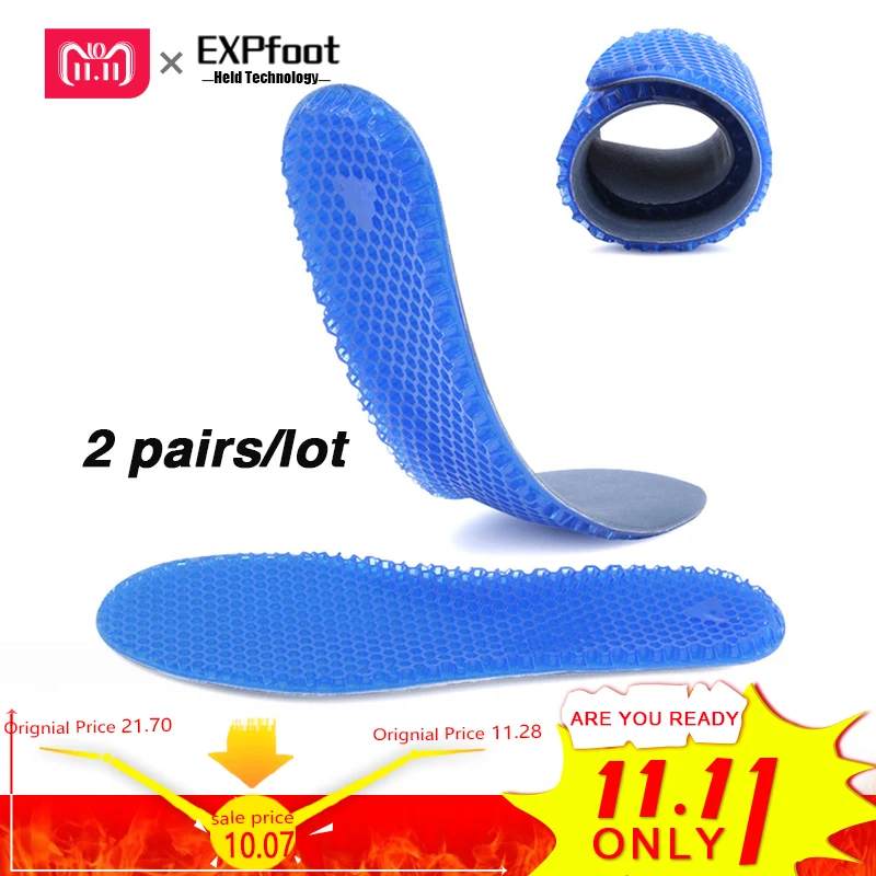 2 pair/lot Foot pain Silicon Gel Insoles Foot Care for Plantar Fasciitis Heel Spur Running Sport Insoles Shock Absorption Pads 2 pair/lot Foot pain Silicon Gel Insoles Foot Care for Plantar Fasciitis Heel Spur Running Sport Insoles Shock Absorption Pads
