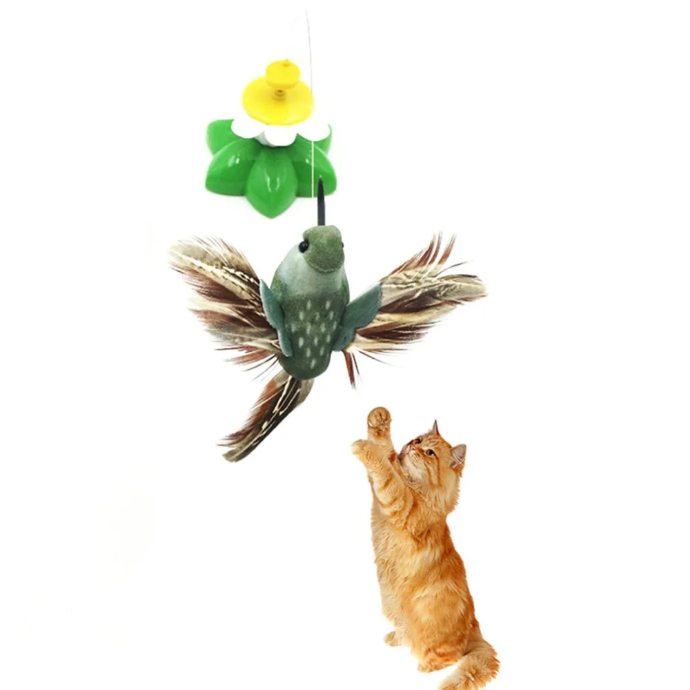 Funny Battery Electric Pets Cats Toy sbutter fly bird Automatic Rotary