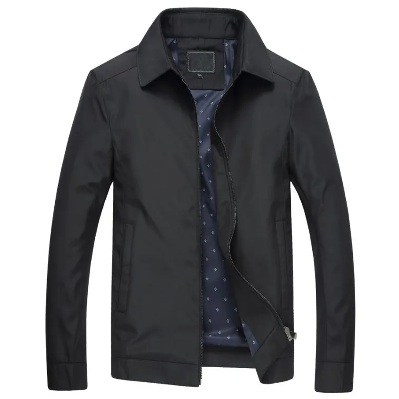 Весенняя тонкая куртка с отворотом, деловая повседневная мужская куртка, Мужская ветровка, одноцветная, пальто большого размера