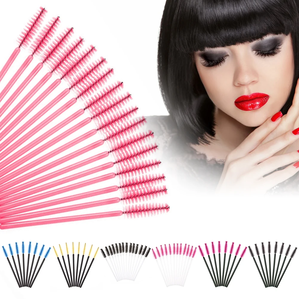 50Pcs/Pack Disposable Micro Eyelash Brushes Mascara Wands Applicator