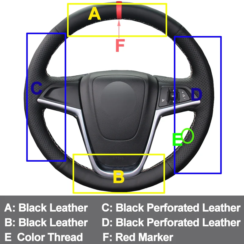 Ручной швейный чехол рулевого колеса автомобиля для Opel Astra(J) 2010- Ampera 2012- Meriva(B) 2010- Zafira Tourer Astra GTC