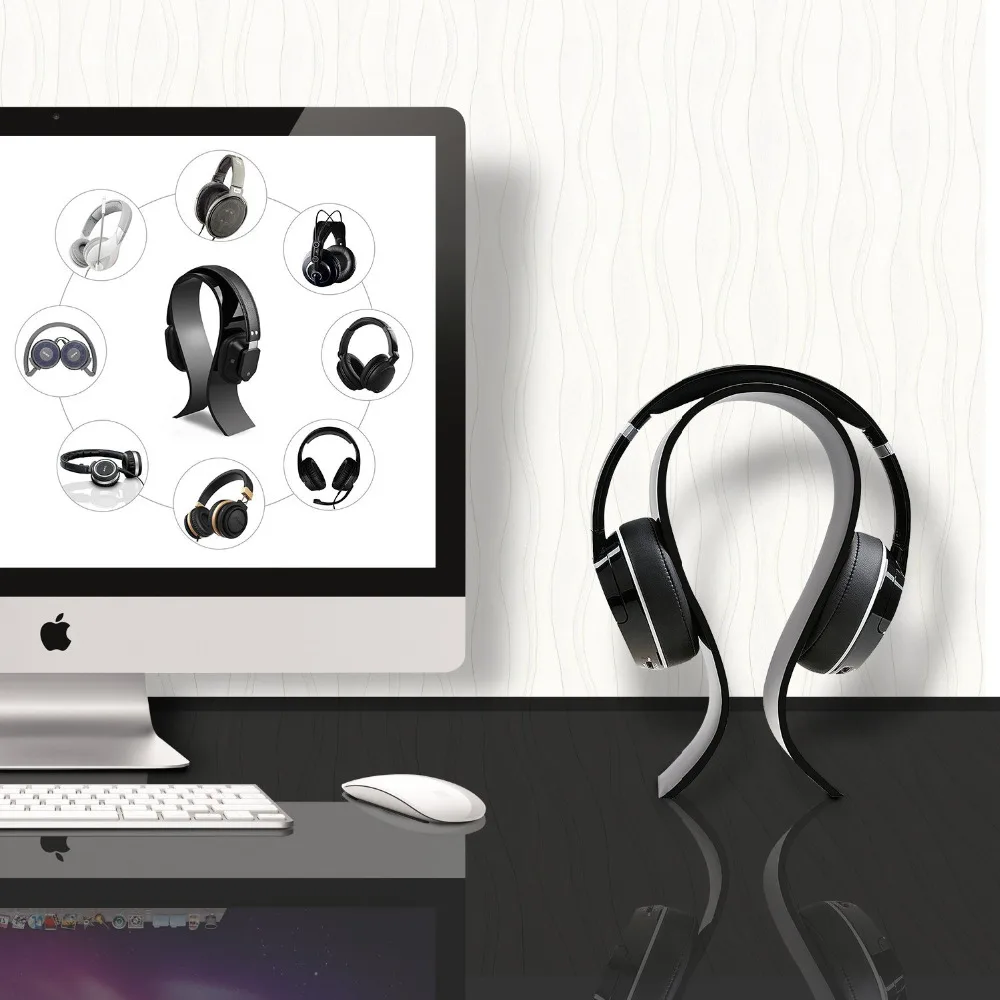 Acrylic Headphone Stand Gaming Headset Holder Hanger Extra Thick Black