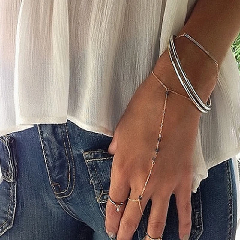 

Europe and the new simple sexy handmade Crystal bracelet gold finger Bohemian manual selection of attractive women