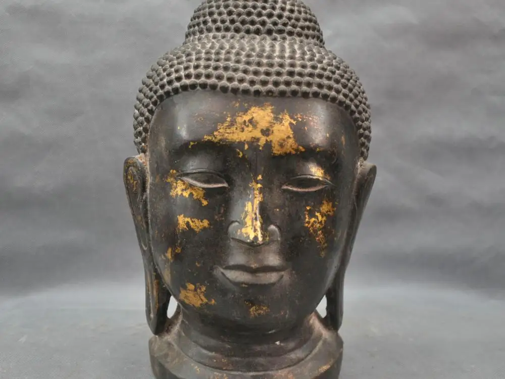 

11'' China Tibetan Buddhism Sakyamuni Head Buddha Bronze Statue #1