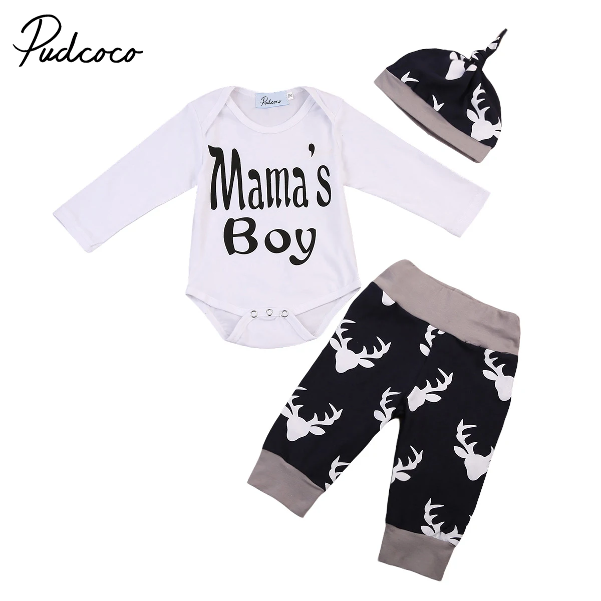 Emmababy Осенний комбинезон для новорожденных младенцев мальчиков + штаны с оленем