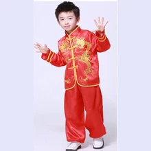 Boy Tai Chi Clothes Chinese Folk Dance costume Long Sleeve kungfu Clothing Children’s National Costumes Dance