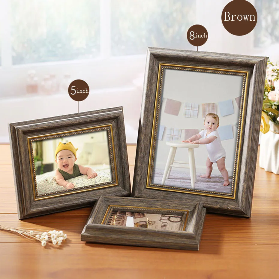Europe Vintage Originals Wood Grain Photo Frame Wall Art Frame Wall Art Decor Table Pictures Frame Birthday Gifts Home Decor (3)