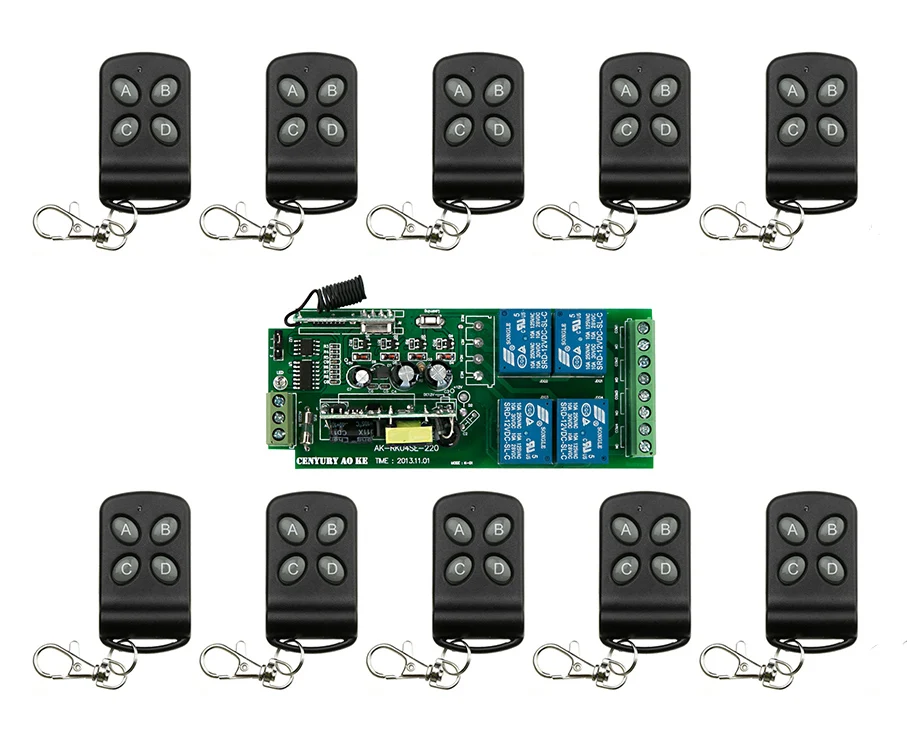 

85v~250V 110V 220V 230V 4CH RF Wireless Remote Control Relay Switch Security System Garage Doors & Rolling Gate Electric Doors