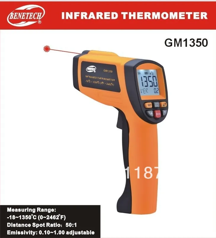 

NON-CONTACT IR INFRARED DIGITAL TEMPERATURE THEMOMETER -18 ~1350 C GM1350