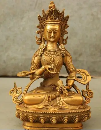 

bronze Pure Copper Old Qing Ming Brass 8" Tibet Tantra Idol Bronze Gilt Vajrasattva Bodhisattva God Vajra Buddha Statue
