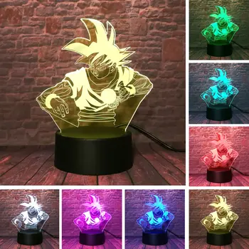 

Dragon ball Super Figura 3D Illusion LED NightLight Luminous Colorful Touch Flash Light Dragon Ball Z Super Saiyan Figure Toys