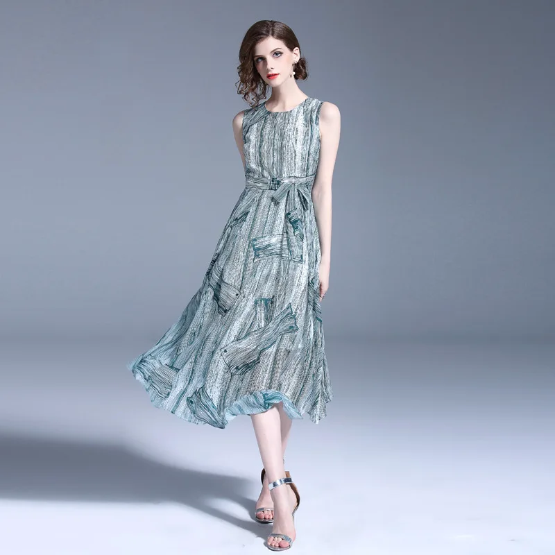 Czgee Women summer dress Fashion Casual sleeveless Print vest dress Elegant Slim Vintage dress Plus size women vestidos Dresses