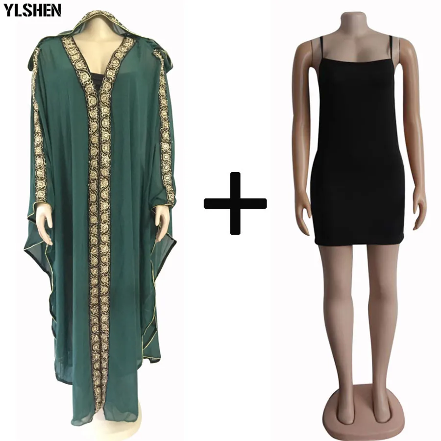 African Dresses For Women Chiffon African Clothes Dashiki Bazin Riche Ladies African Clothing Hoodie Long Africa Dress 2 Pc Set 01