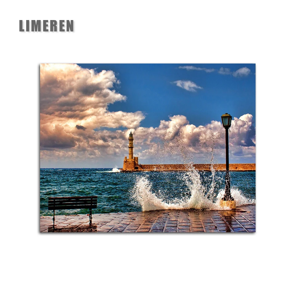 

Seascape Wharf Lighthouse Pictures Coloring By Numbers On Canvas Modular Painting By Numbers For Kids Unique Gift